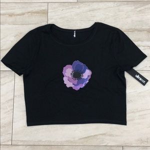 Anemone Crop Tee Nero Clear Purple